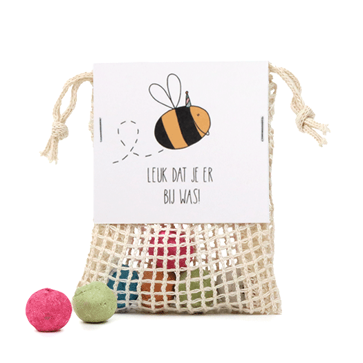 Zaadbommetjes in netzakje - Leuk dat je er bij was! - Hoofdfoto