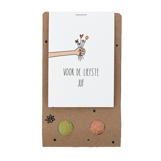 Zaadbommetjes in buidel - Voor de liefste juf - Hoofdfoto