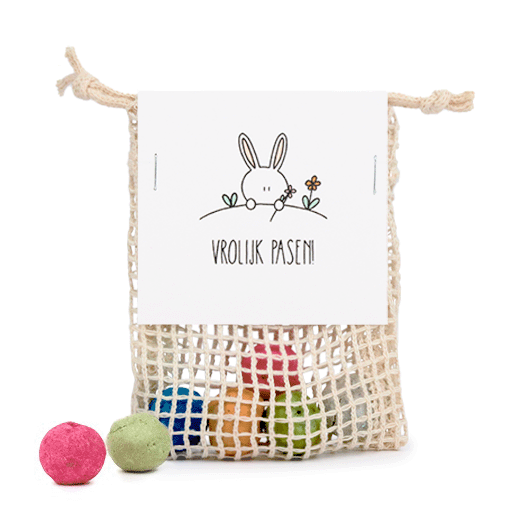 Zaadbommetjes in netzakje - Vrolijk Pasen - Hoofdfoto
