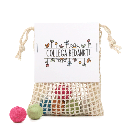 Zaadbommetjes in netzakje - Collega bedankt - Hoofdfoto