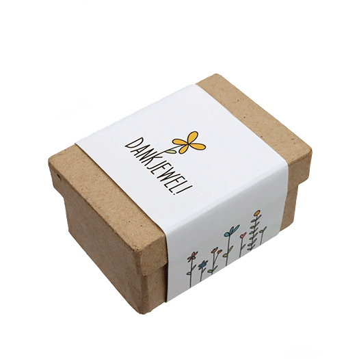 Zaadbommetjes in papier mach&eacute; doosje - Dankjewel - Hoofdfoto