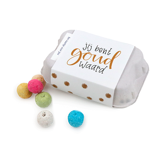 Zaadbommetjes in eierdoosje - Jij bent goud waard - Hoofdfoto