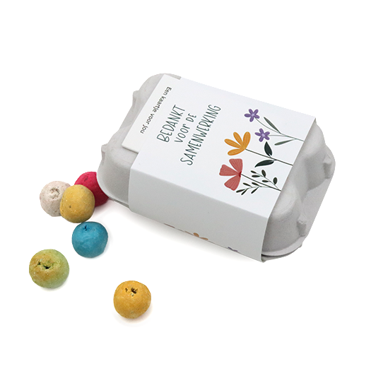 Zaadbommetjes in eierdoosje - Bedankt voor de samenwerking - Hoofdfoto