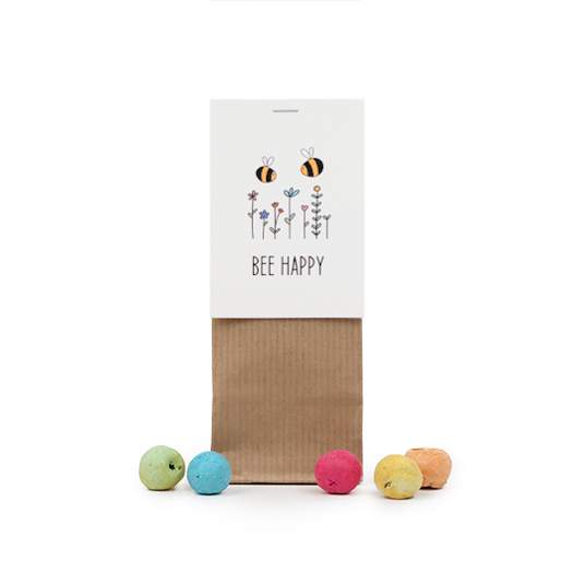 Zaadbommetjes in kraft stazakje - Bee happy - Hoofdfoto