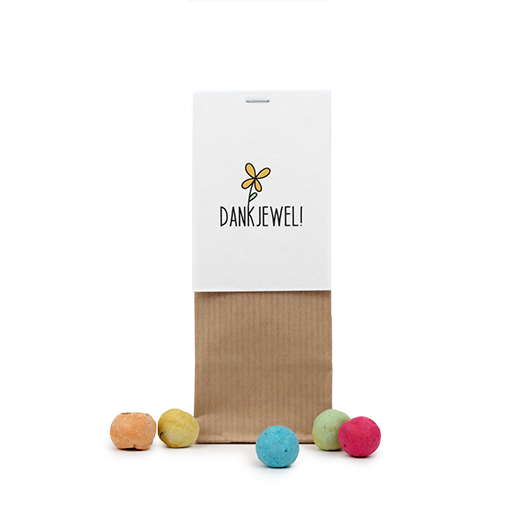 Zaadbommetjes in kraft stazakje - Dankjewel - Hoofdfoto