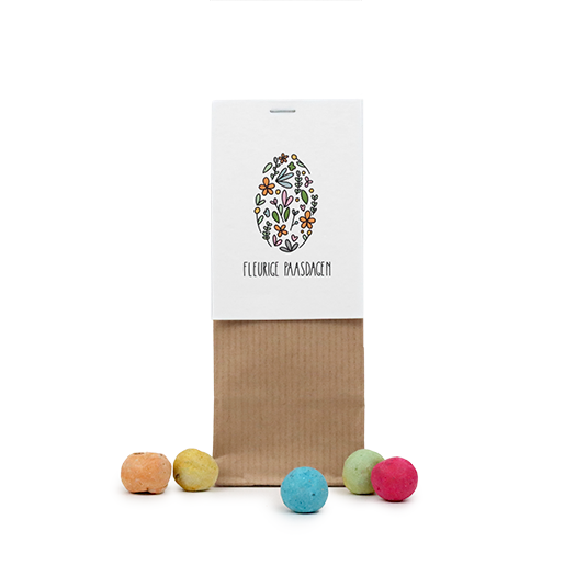 Zaadbommetjes in kraft stazakje - Fleurige paasdagen - Hoofdfoto