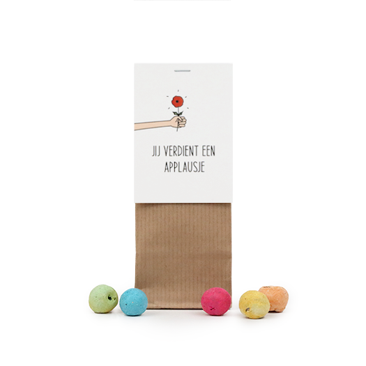 Zaadbommetjes in kraft stazakje - Jij verdient een applausje - Hoofdfoto