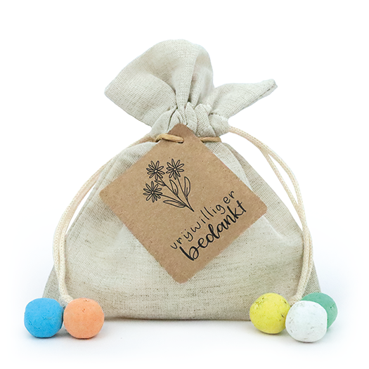 Zaadbommetjes in linnenzakje - Vrijwilliger bedankt - Hoofdfoto