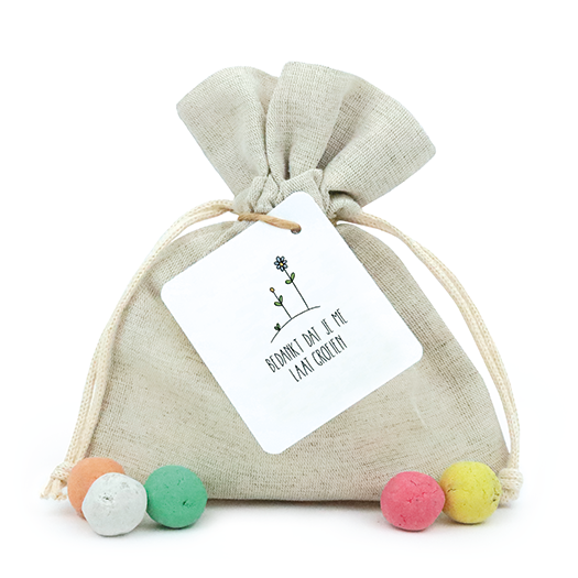 Zaadbommetjes in linnenzakje - Bedankt dat je me laat groeien - Hoofdfoto