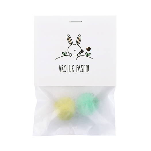 Zaadbommetjes in pergamijn zakje met klapkaartje - Vrolijk Pasen - Hoofdfoto
