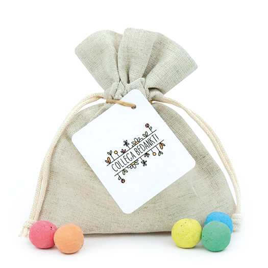 Zaadbommetjes in linnenzakje - Collega bedankt - Hoofdfoto