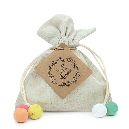 Zaadbommetjes in linnenzakje - Ik ga jullie missen - Hoofdfoto