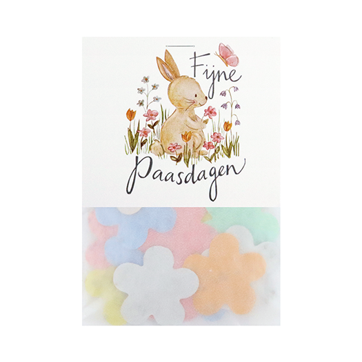 Fijne paasdagen - Groeiconfetti in pergamijn zakje met klapkaartje // Mijksje