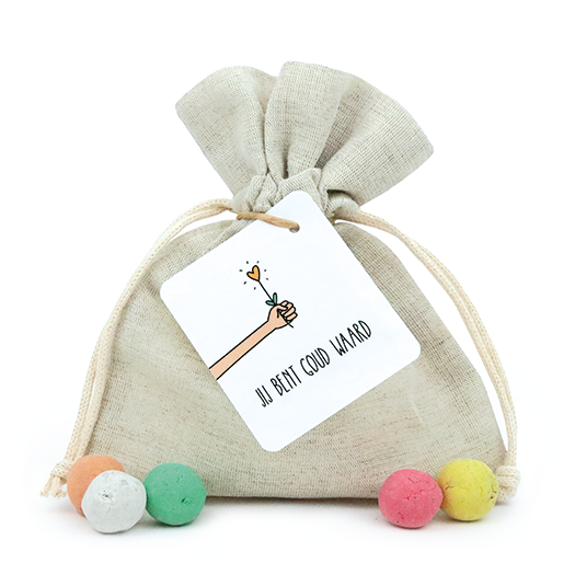 Zaadbommetjes in linnenzakje - Jij bent goud waard - Hoofdfoto