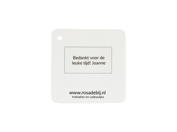 Bedankt voor de gezelligheid - kindertraktatie - label achterkant met ruimte voor eigen tekst