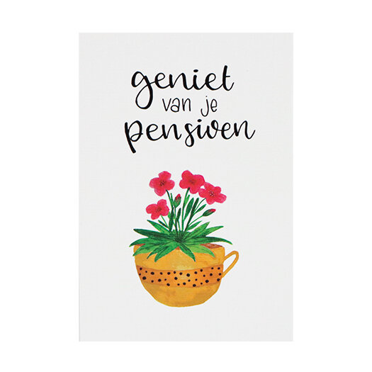 Ansichtkaart 100 x 148 mm met de tekst &lsquo;Geniet van je pensioen&rsquo;