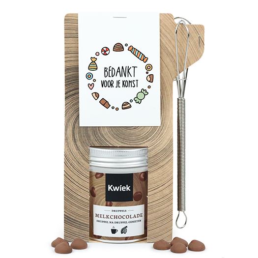 Bedankt voor je komst - Chocolademelk in tas met mini garde // Eef