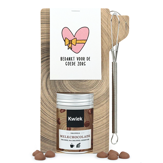 Bedankt voor de goede zorg - Chocolademelk in tas met mini garde // Eef