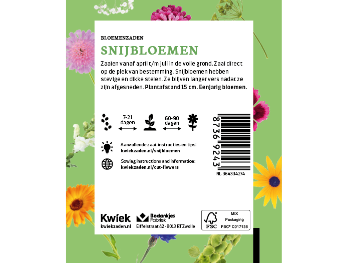 Snijbloemen - Kwiek Uitdeel zakjes