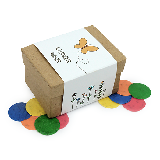 Ik fladder er vandoor - Groeiconfetti in papier mach&eacute; doosje // Eef