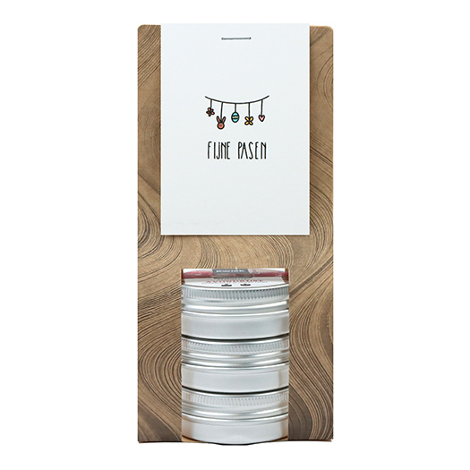 Fijne Pasen - Kaarsenzandtas met 3 blikjes // Eef