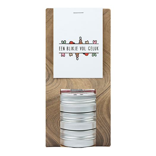 Een blikje vol geluk - Kaarsenzandtas met 3 blikjes // Eef