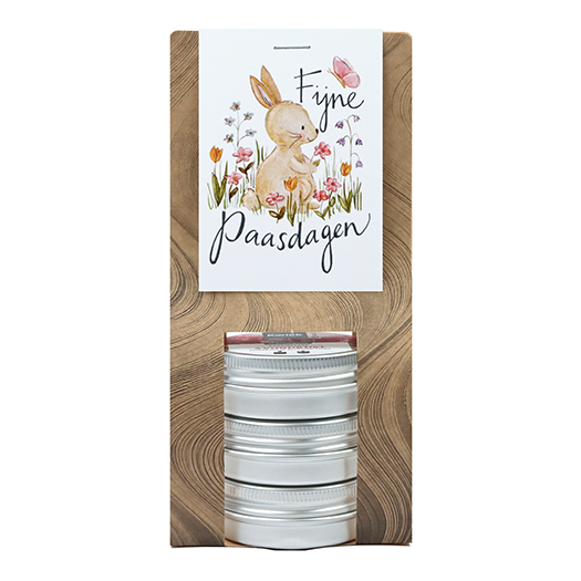 Fijne Paasdagen - Kaarsenzandtas met 3 blikjes // Mijksje