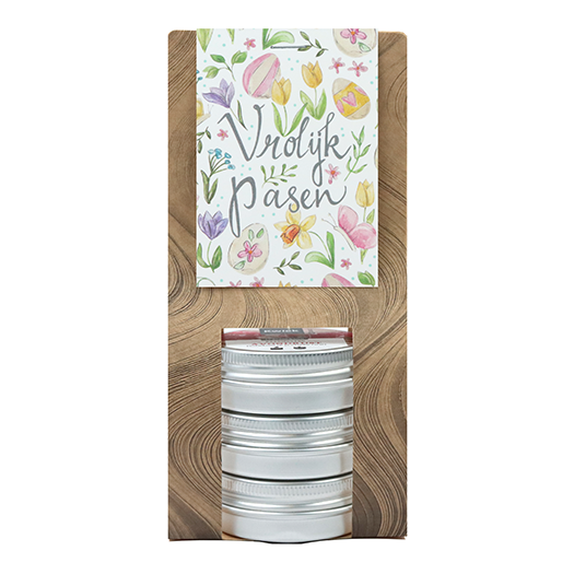 Vrolijk Pasen - Kaarsenzandtas met 3 blikjes // Mijksje