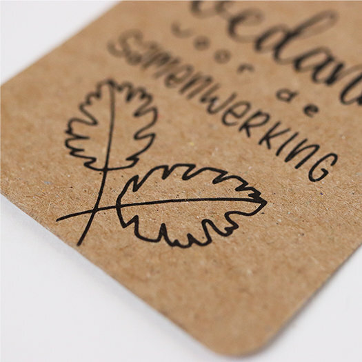 Bedankje zaden in linnenzakje - Bedankt voor de samenwerking - Sfeerfoto label