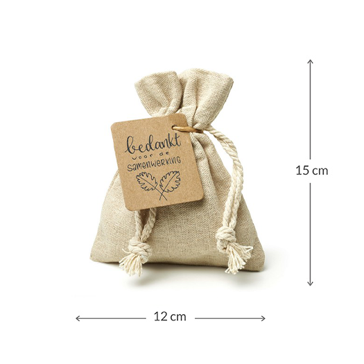 Bedankje zaden in linnenzakje - Bedankt voor de samenwerking - Maatgeving