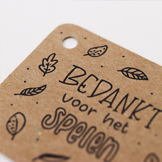 Zaden in linnenzakje - Bedankt voor het spelen - Sfeerfoto label