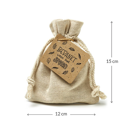 Zaden in linnenzakje - Bedankt voor het spelen - Maatgeving