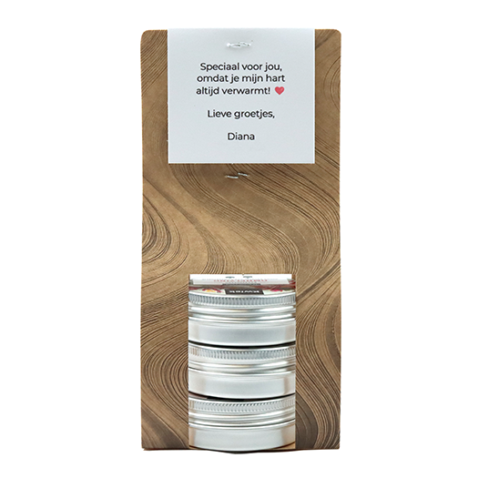 Een blik van waardering - Kaarsenzandtas met 3 blikjes // Mijksje