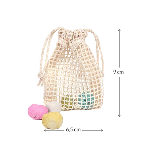 Zaadbommetjes in netzakje - Netzakje samen getrokken