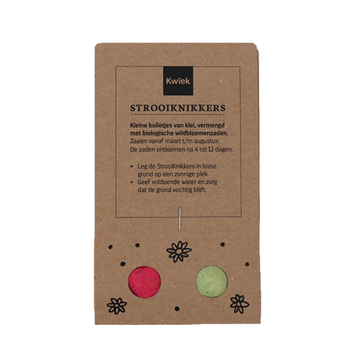 Zaadbommetjes in buidel - Buidel achterkant met zaai-instructie