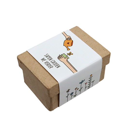 Zaadbommetjes in papier mach&eacute; doosje - Samen groeien we verder - Hoofdfoto