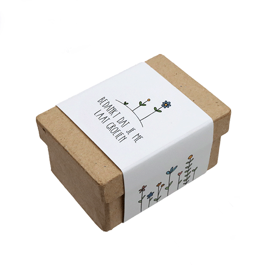 Zaadbommetjes in papier mach&eacute; doosje - Bedankt dat je me laat groeien - Hoofdfoto