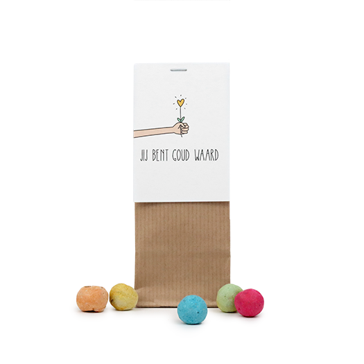 Zaadbommetjes in kraft stazakje - Jij bent goud waard - Hoofdfoto