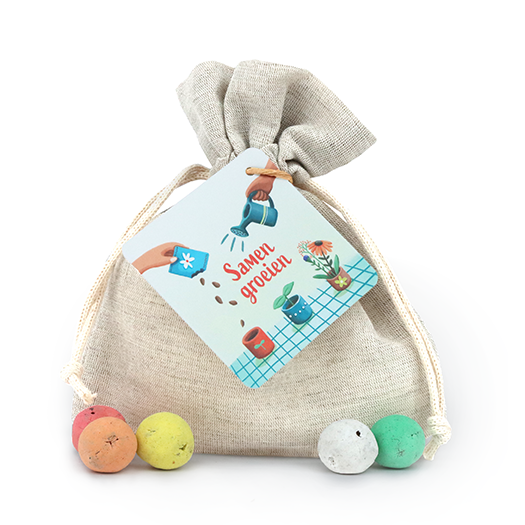 Zaadbommetjes in linnenzakje - Samen groeien - Hoofdfoto