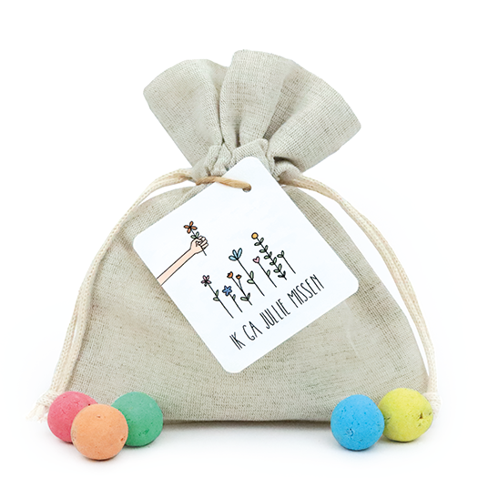 Zaadbommetjes in linnenzakje - Ik ga jullie missen - Hoofdfoto