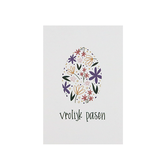 Bloemenzaden met kaart 'Vrolijk pasen // Floralis' verpakt in pergamijn zakje