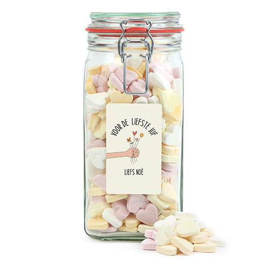 SnoepPot suikerhartjes - Voor de liefste juf - Hoofdfoto
