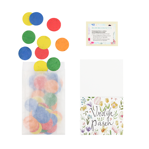 Vrolijk Pasen - Groeiconfetti in pergamijn zakje met klapkaartje // Mijksje