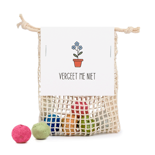 Zaadbommetjes in netzakje - Vergeet me niet - Hoofdfoto