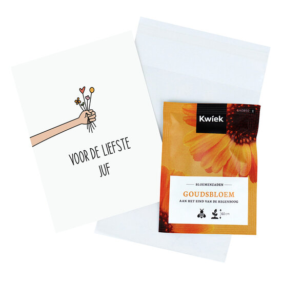 Zaden in bioplatic zakje - Voor de liefste juf - Hoofdfoto