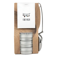 Theetas met 3 blikjes en thee-ei knijper - Fijne Pasen - Hoofdfoto